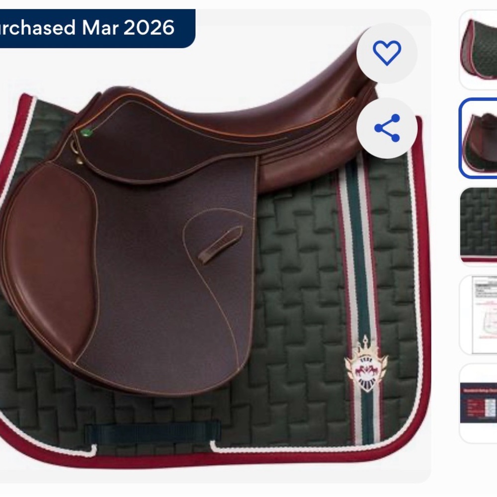 Equine Couture OCALA Quilted Saddle Pad in Forest Green & Burgundy - Picture 5 of 7